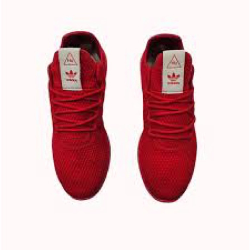 Adidas Pharrell Williams Tennis HU Red Sneakers with Knit Upper